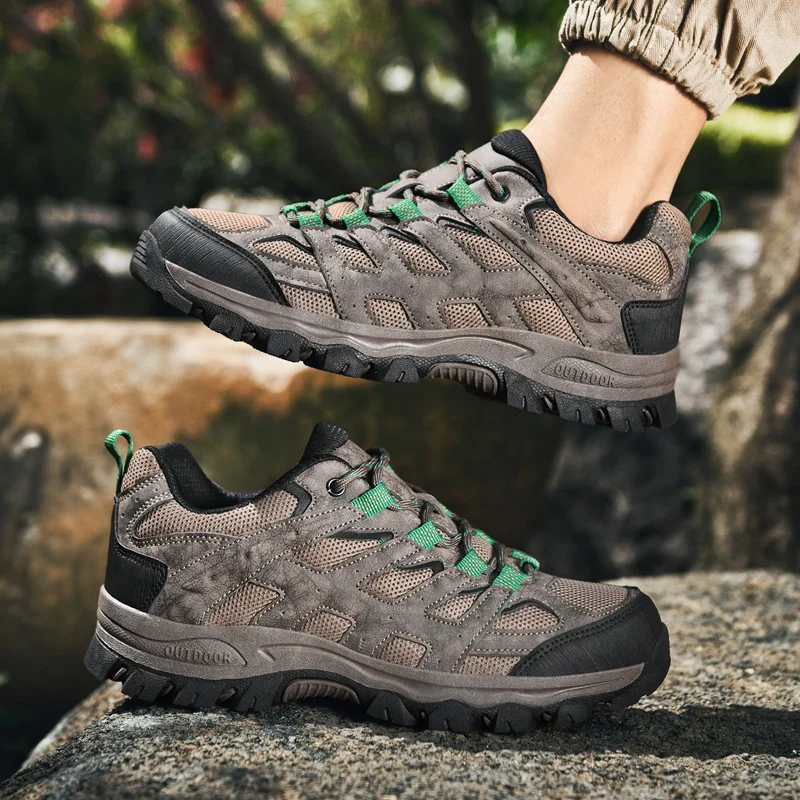 Brand Mesh Hiking Shoes Men Breathable Trekking Shoes Male Tactical Sneakers Non-Slip Wear-resistant Men's Climbing Sports Shoes