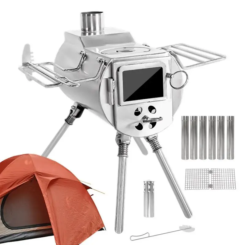 

Camping Tent Stove Portable Firewood Stove Folding Wood Stove Outdoor Fire Wood Heater Detachable Burning Camping Accessories