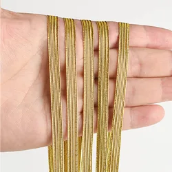 Silver Gold Glitter Braided Ribbon - Metallic Elastic Strap for Clothing, Sewing, and Crafting (Gold)