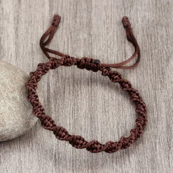 Vibrant Handmade Braided Rope Bracelets - Adjustable Lucky Bangles (Brown)