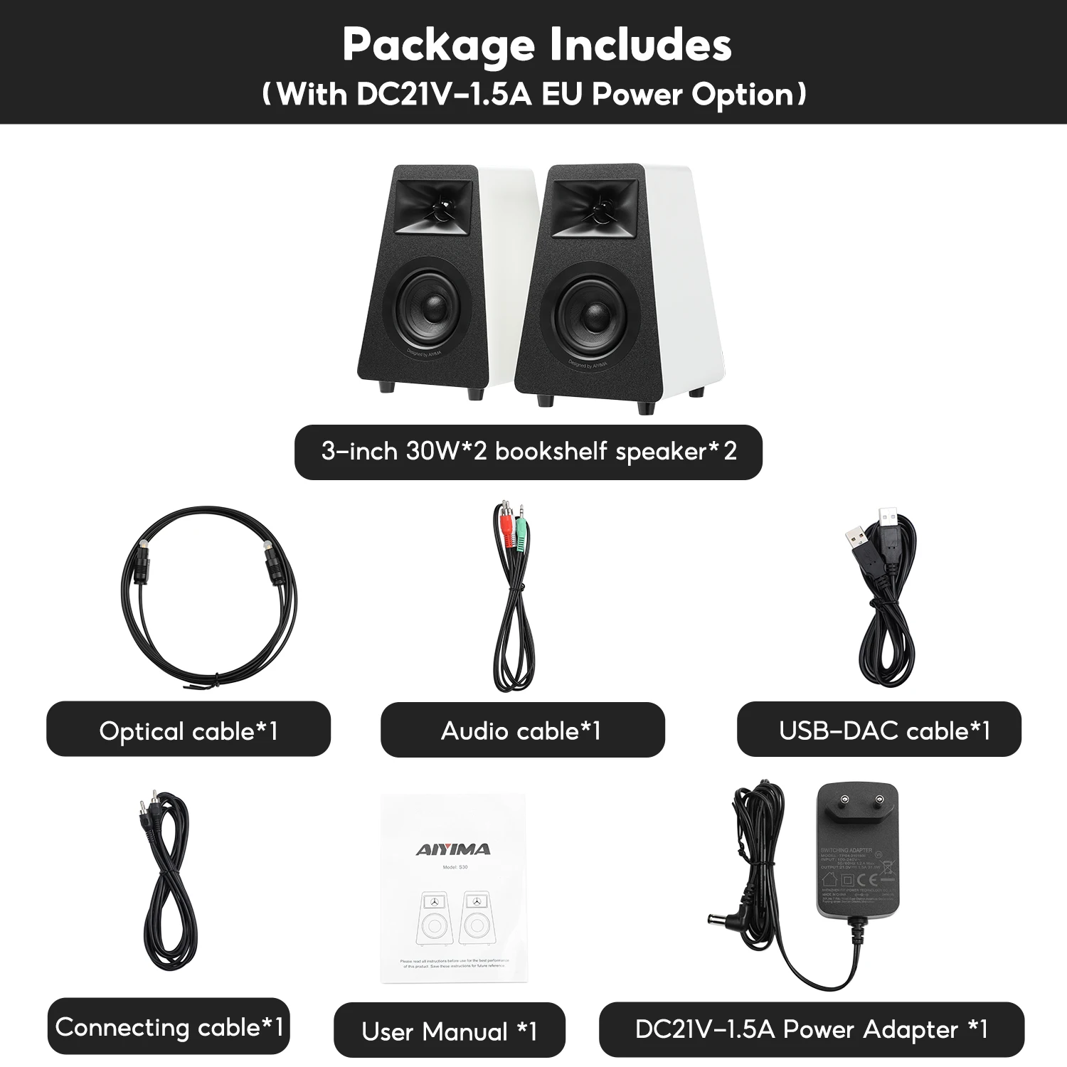 سماعات AIYIMA S30 ستيريو 2.0 بقوة 100 واط مع بلوتو...