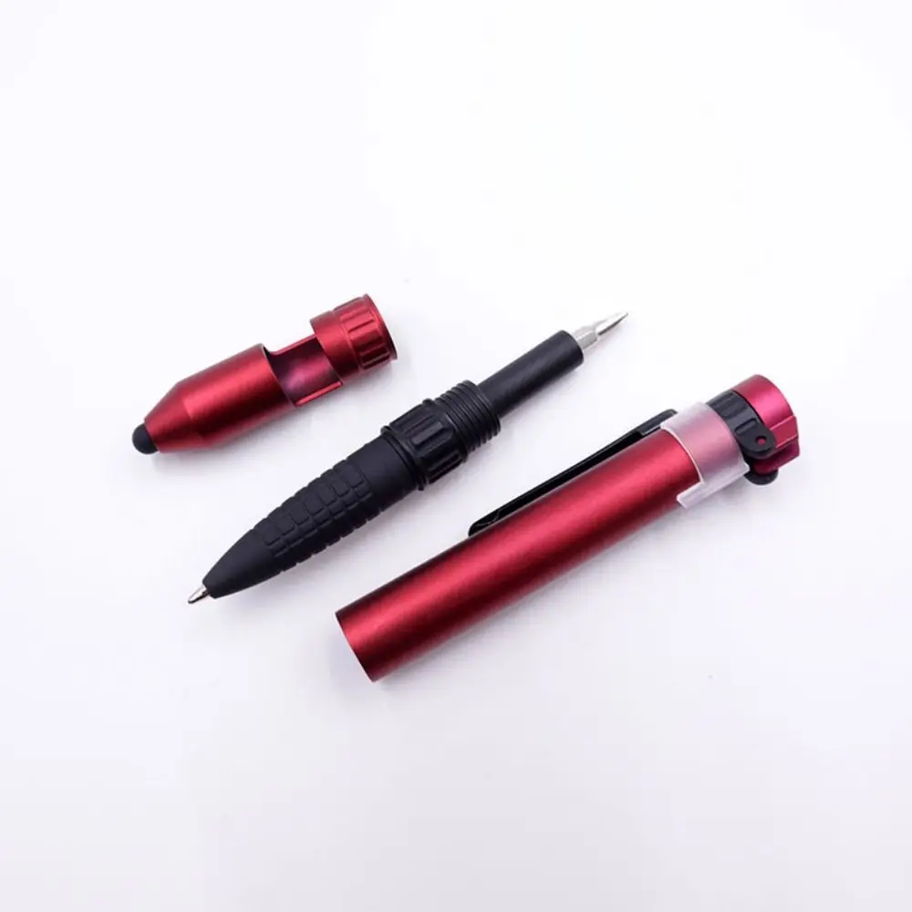 Multifunction Pen 6-In-1 Multi Function Pen Compass Ballpoint Pen Flashlight LED Light Mobile Phone Holder Screwdriver Outdoor Survival