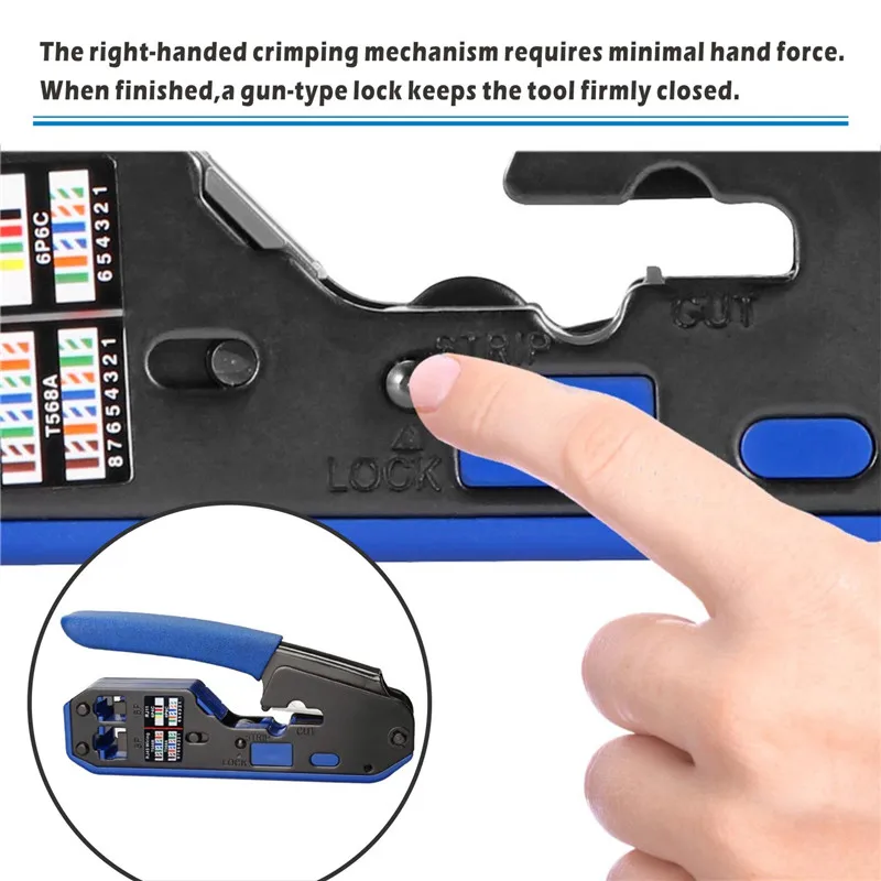 TEROW 케이블 스트리퍼 프레스 클램프 집게 클립, 다기능 플라이어, RJ45 크림퍼 핸드 네트워크 도구, RJ12, Cat5, Cat6, 8P8C