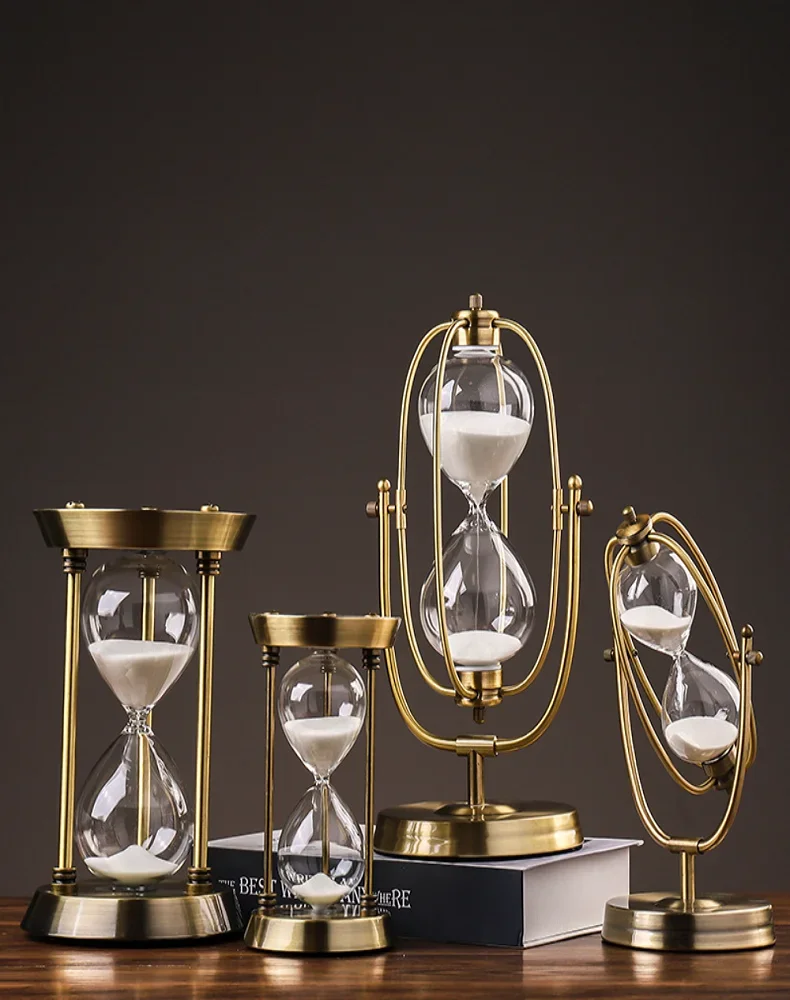 Description Picture 4 of itemScandinavian Creative Iron Hourglass Timer Ornament Office Study Wine Cooler Home Decoration Craft Furnishings