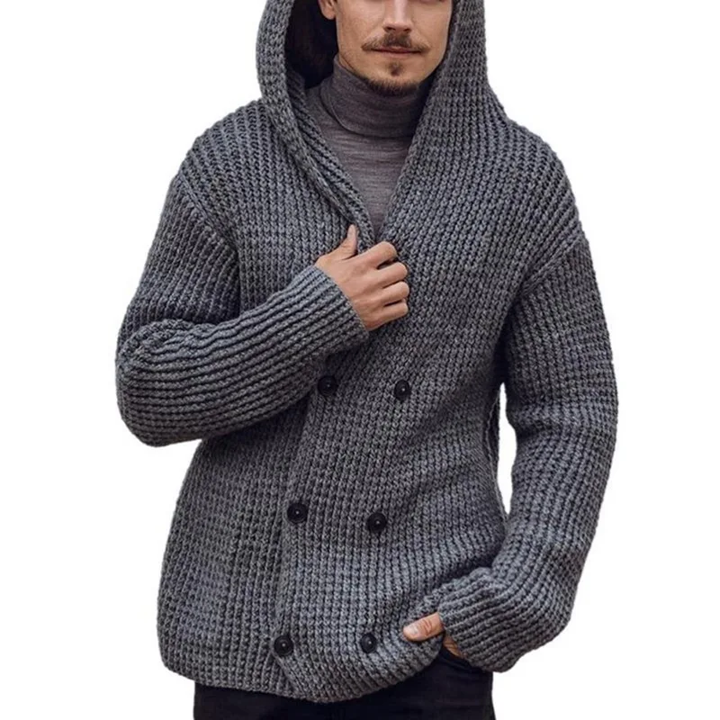 Men's Sweater Hooded Cardigan 2023 Autumn And Winter New Casual Simple Knit Large Size Sweater