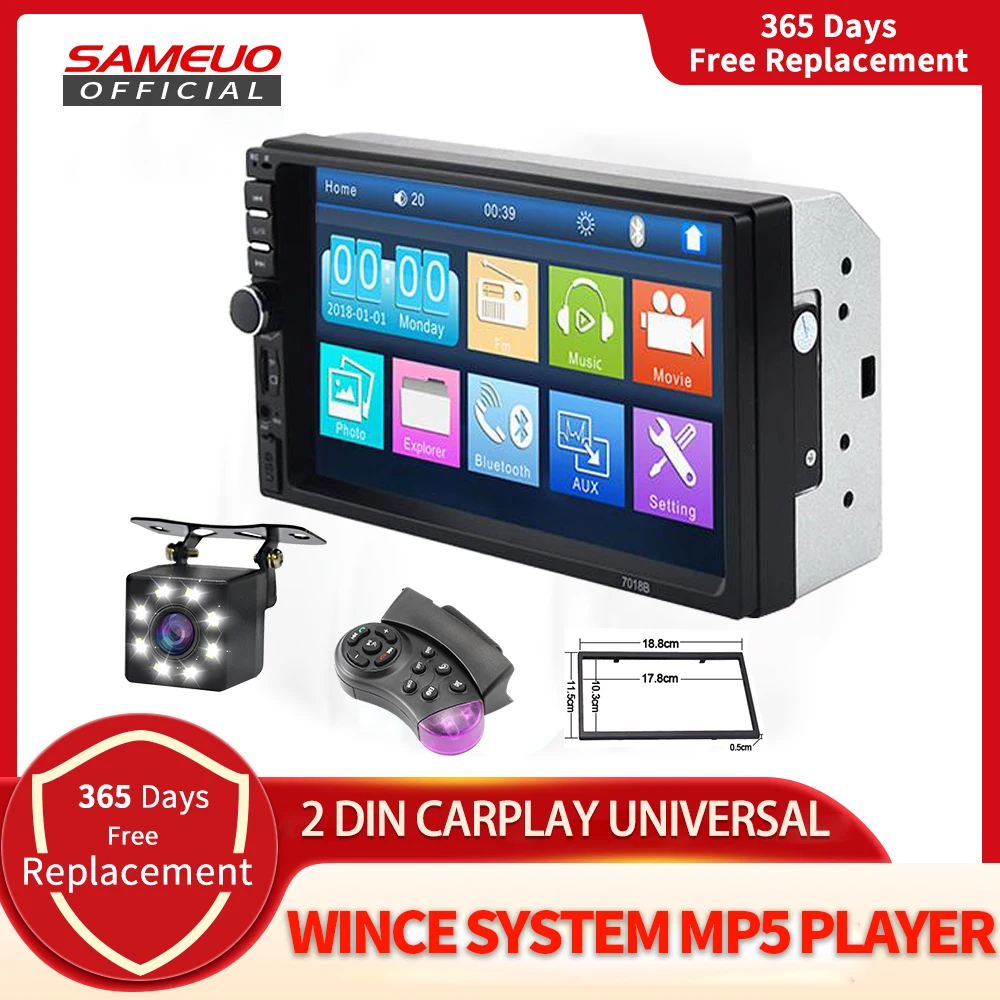 Sameuo Android 2 Din Autoradio Car Radio Mp5 Multimedia Player 7inch Hd Touch Screen Car Stereo Bluetooth Sd Usb - Car Multimedia Player - AliExpress