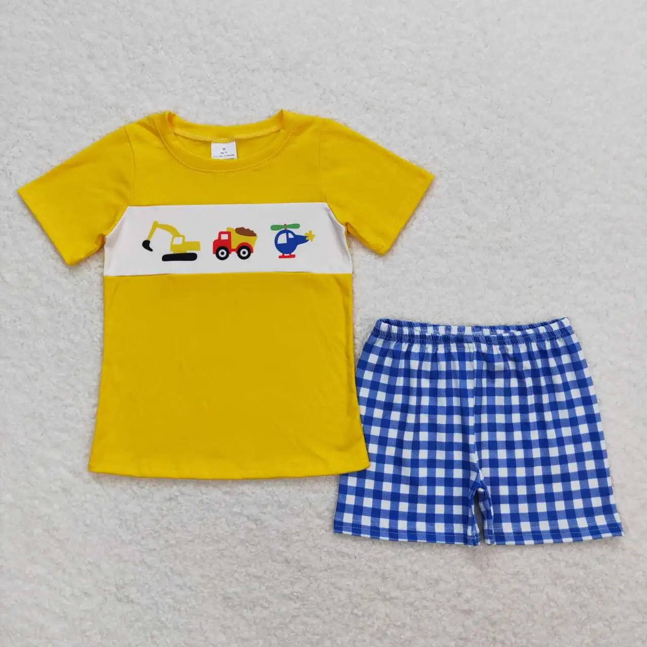 Baby Boy Summer Set Toddler Short Sleeves Excavator T-shirts Cotton Tee Kids Shorts Baby Boy Outfit