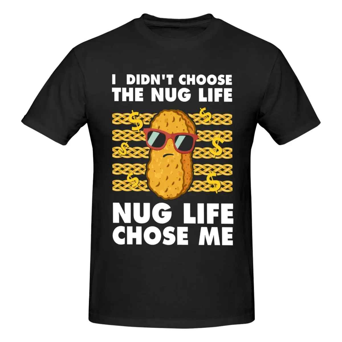 

Мужская футболка с рисунком курицы Nugget, забавная трендовая Дизайнерская футболка с круглым вырезом и хлопковым рукавом, мужская рубашка