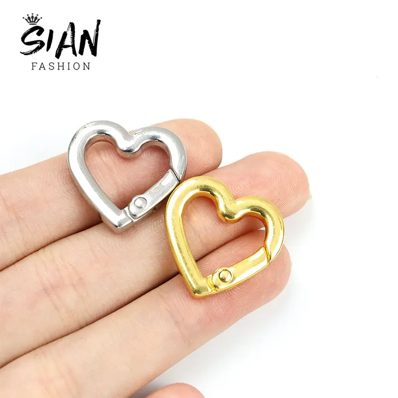 4pcs 4 Colors Heart Shape Spring Clasps Creative Alloy Metal Carabiner  Buckle Hook Connector Opening Ring Keychain Accessories