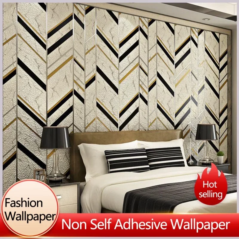 

Imitation Deer Skin Velvet Geometric Stripe Wallpapers 3D Nordic Minimalist Bedroom Living Room Home Decoration Wallpaper