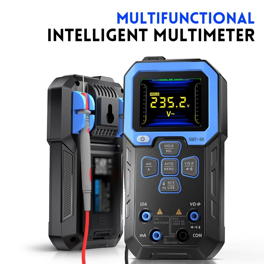 For FNIRSI DMT-99 Digital Multimeter 9999 Count Smart Tester 1000V 10A True RMS Auto-range AC DC Ohm Hertz Capacitance