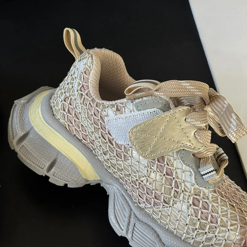 Spring New Children's Fishing Net Water Diamond Running Shoes Boys Girl Explosive Street Trendy Sports Shoes 4-15 years old