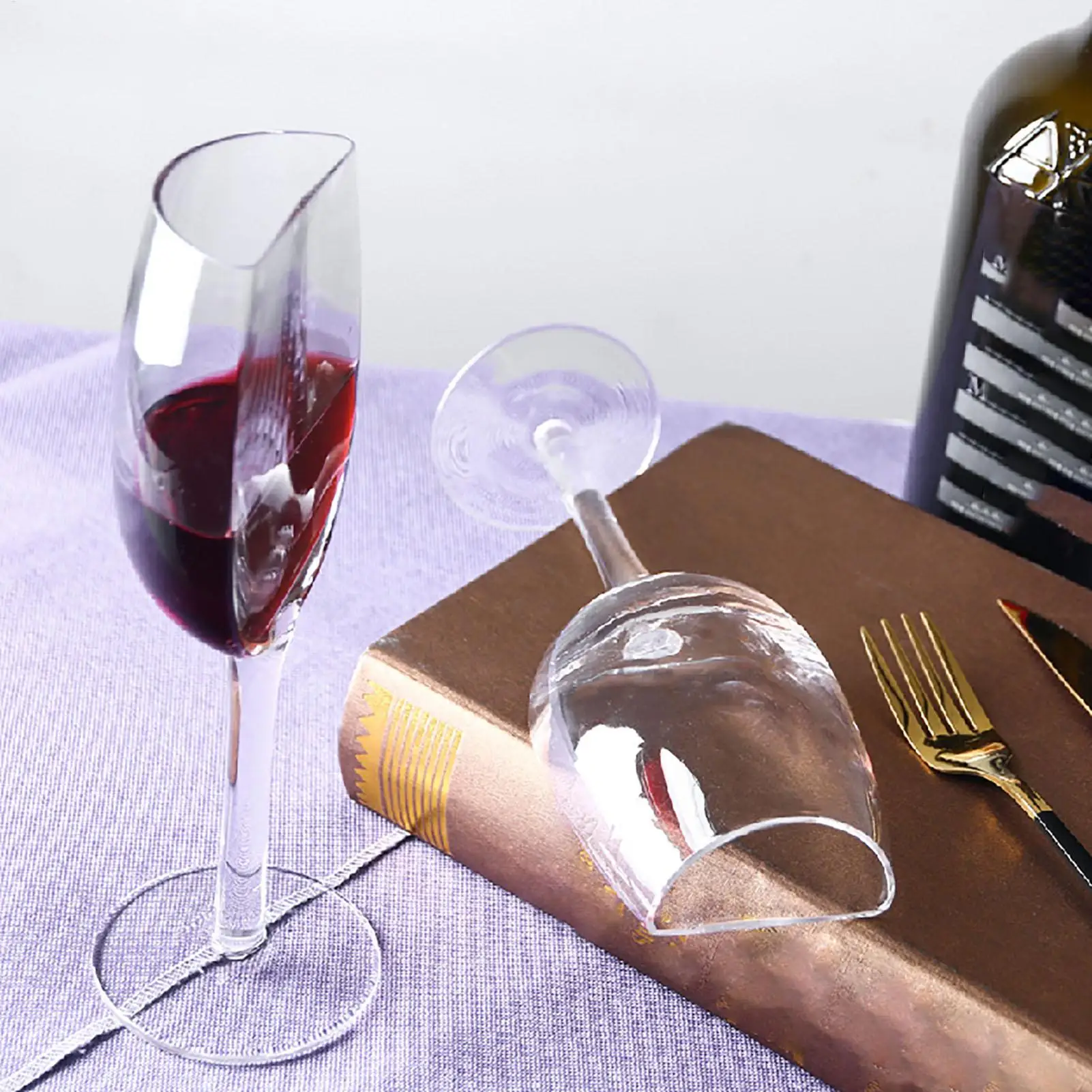 Red Wine Glass Half Red Wine Cup Glass 140ml Flexible Reusable Long Stemmed Glassware Creative Design for Friends Enthusiasts - 3