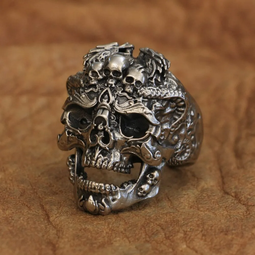 

Dragon Skulls Cupronickel Ring Biker Rock Punk Jewelry Ring CP132 US Size 7~15