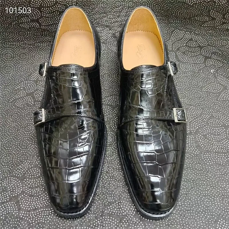 

Мужские классические туфли GOODYEAR из натуральной крокодиловой кожи, классическая черная строгая обувь на застежке, оксфорды в деловом стиле