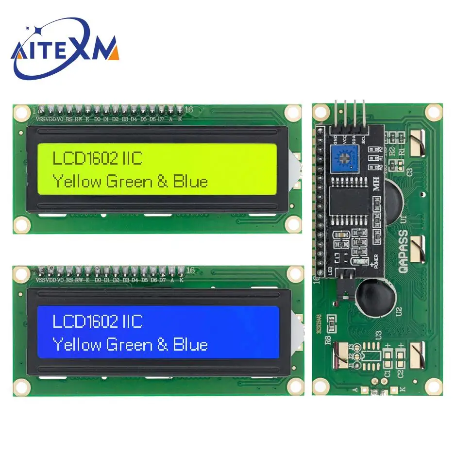 

LCD1602 1602 LCD Module Blue/Yellow Green Screen 16x2 Character LCD Display PCF8574T PCF8574 IIC I2C Interface 5V for Arduino