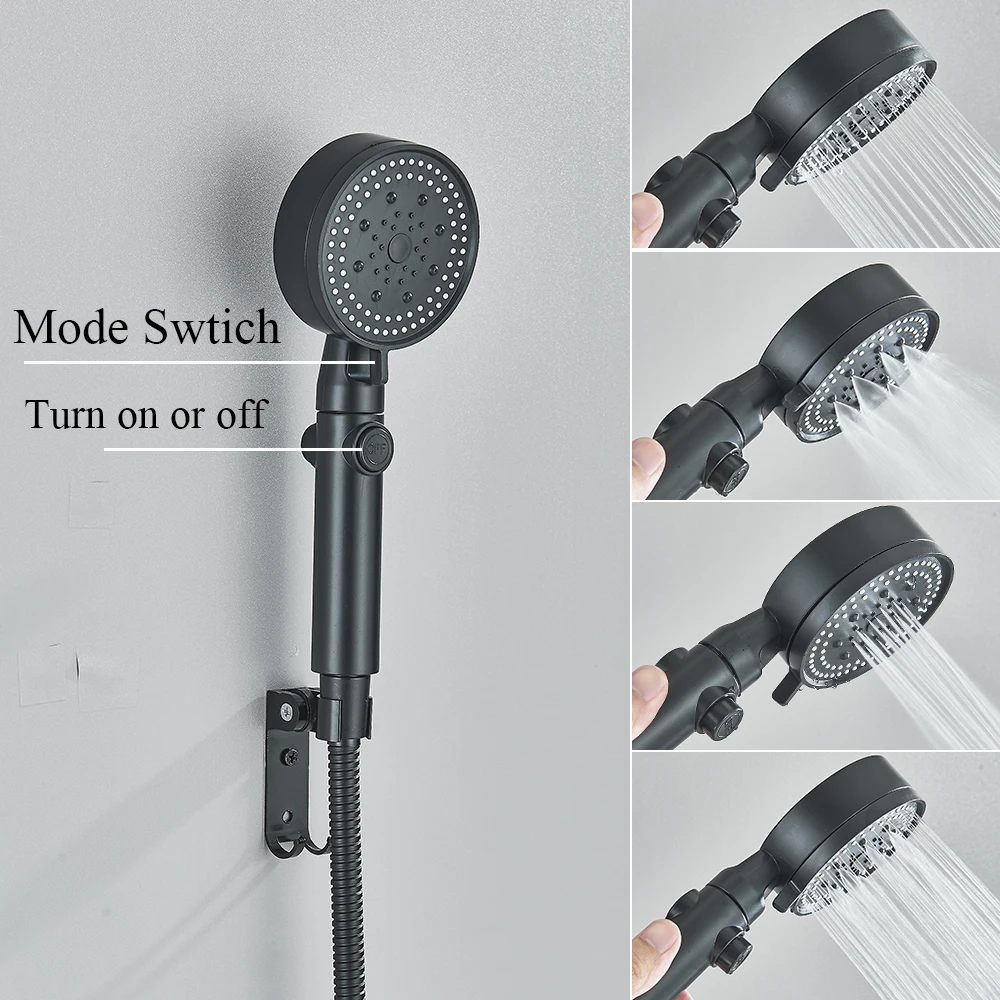 Thermostatic Bathtub Shower Faucet Rotatable Long Spout with Handshower Wall Mount Cold Hot Water Mixer Bathroom Shower System 3