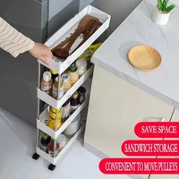 3/4 Tier Rolling Storage Cart Mobile Gap Storage Rack Multi-purpose Utility Cart Kitchen Organizer Shelf Bathroom Storage Rack 2