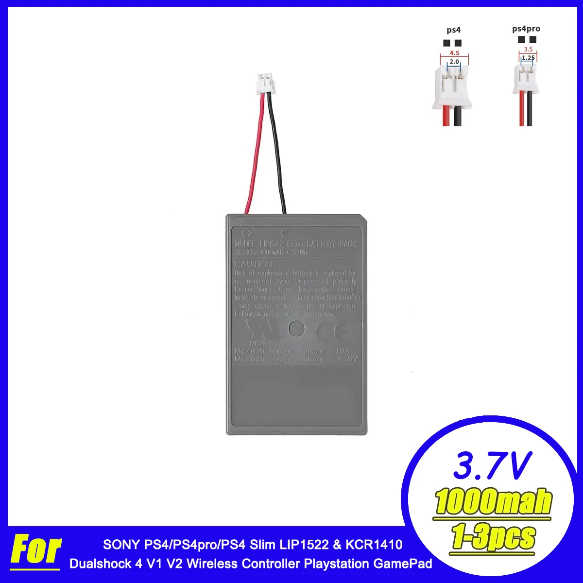 PS4 Controller Battery Packs For SONY PS4 Slim PRo LIP1522 Dualshock 4 V1 V2 Wireless Controller Playstation GamePad 4x
