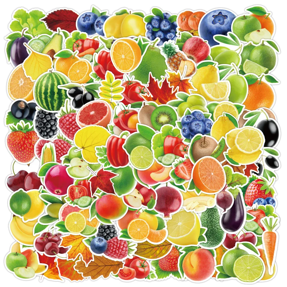 50/100pcs Creative A Variety Vegetables Of Fruit Stickers Luggage Laptop Phone Children's Reward Kids Toys Decorative Stickers