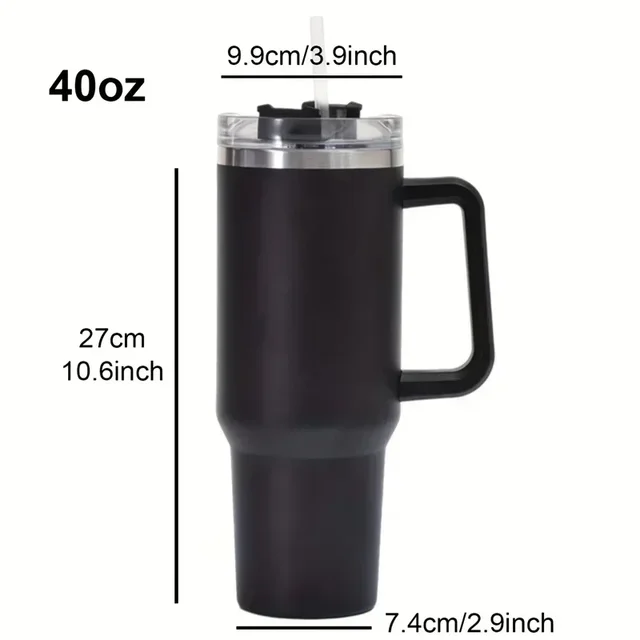 Bouteille d'eau isotherme en acier inoxydable 304, tasse de voiture à café thermique, tasses chaudes et froides, d'extraction sous vide avec poignée, paille, sport, 40oz 6