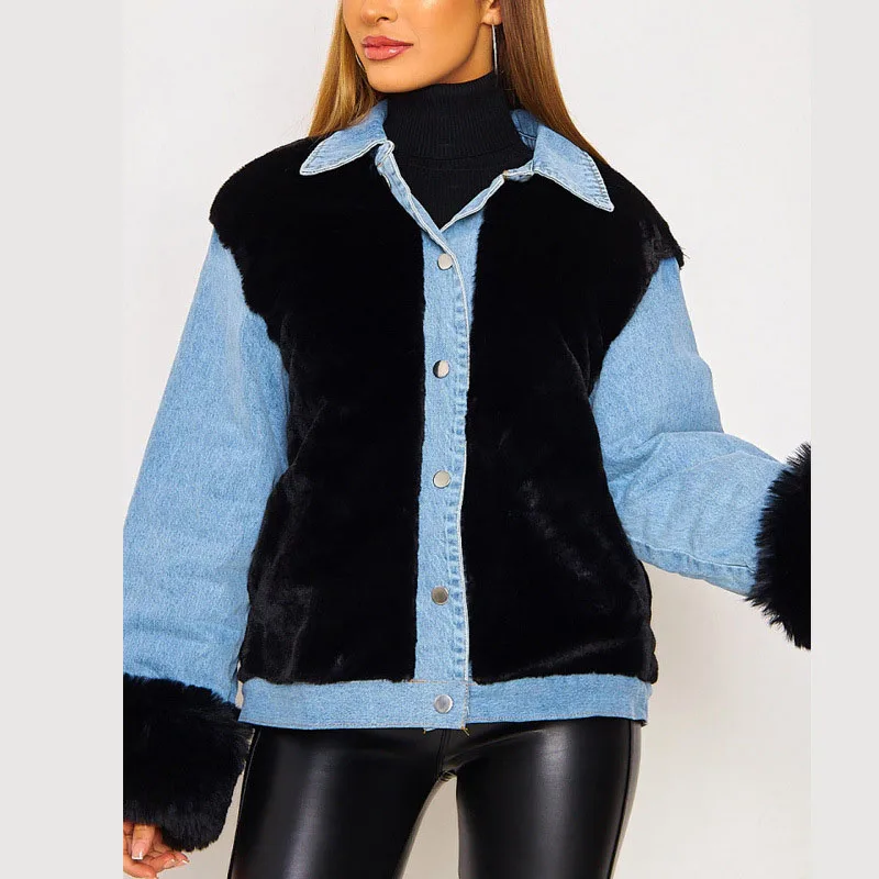 Faux Fur Coat Women's Winter New Ladies Thick Padded Jacket Vintage High Street Warm Fur Coat Fashion Long Sleeve Female Jacket