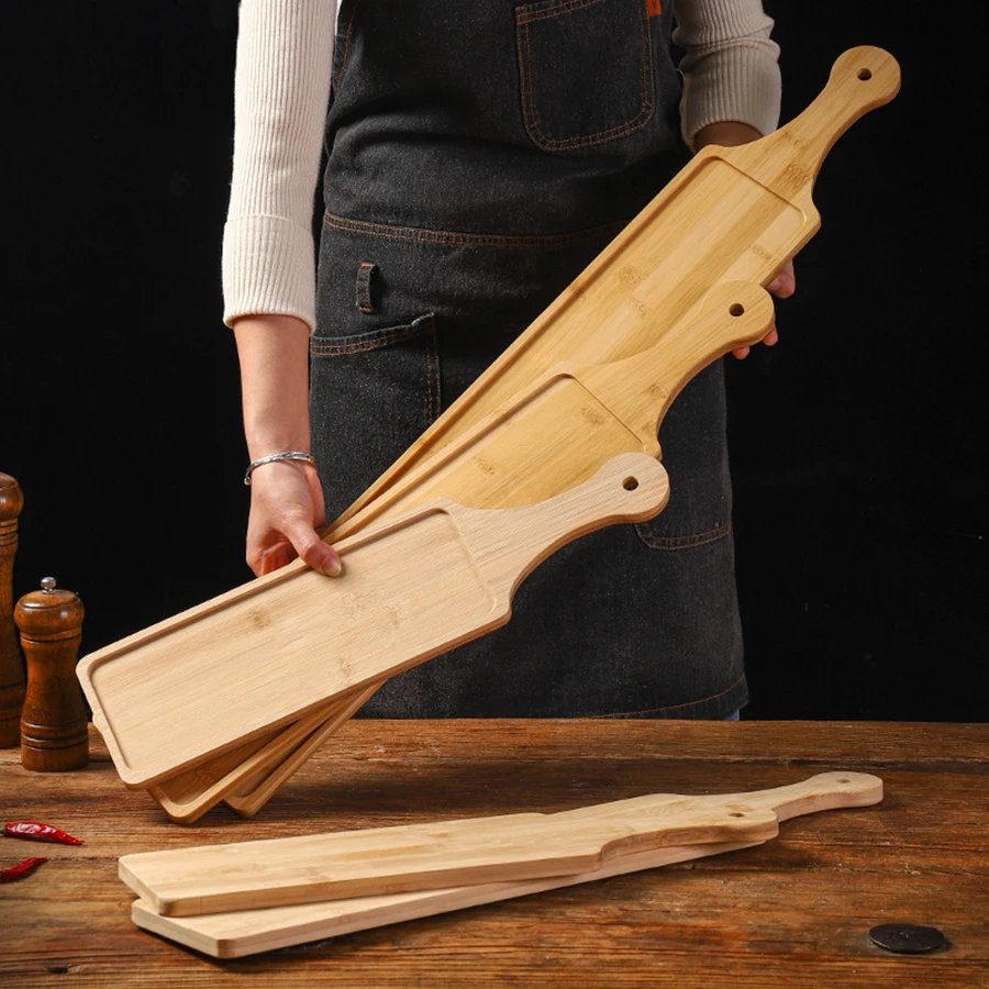 Wooden Serving Board With Handle for Kitchen Long Wooden Plate Fat Beef and Lamb Roll Tray Serving Plates Appetizer Wood Plates