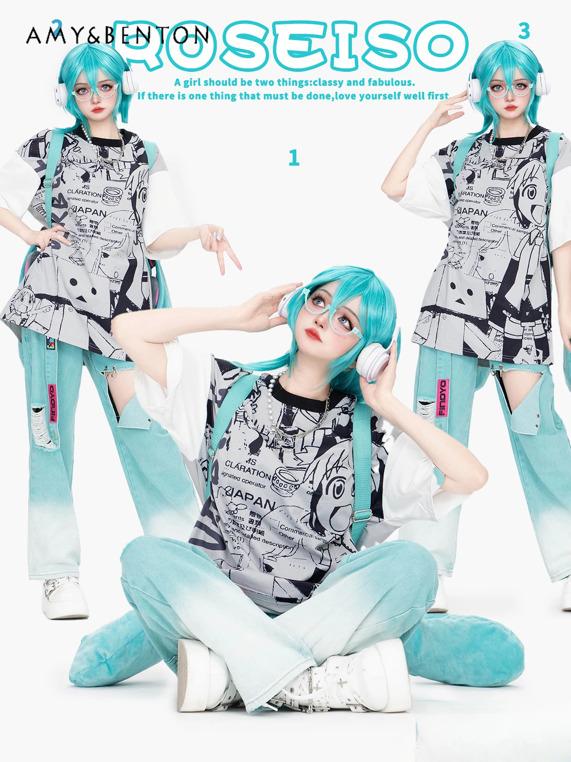 

Футболка в японском стиле Харадзюку С двухмерным разноцветным принтом, летняя футболка большого размера с милым мультяшным принтом и коротким рукавом Y2K