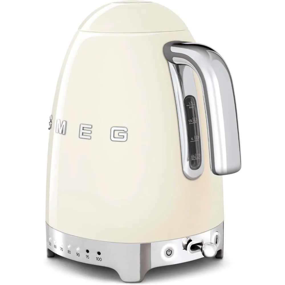 50's Retro 7 Cup Stainless Steel Variable Temperature Electric Kettle with 7 Temperature Settings, Led Display, Swivel Base 4