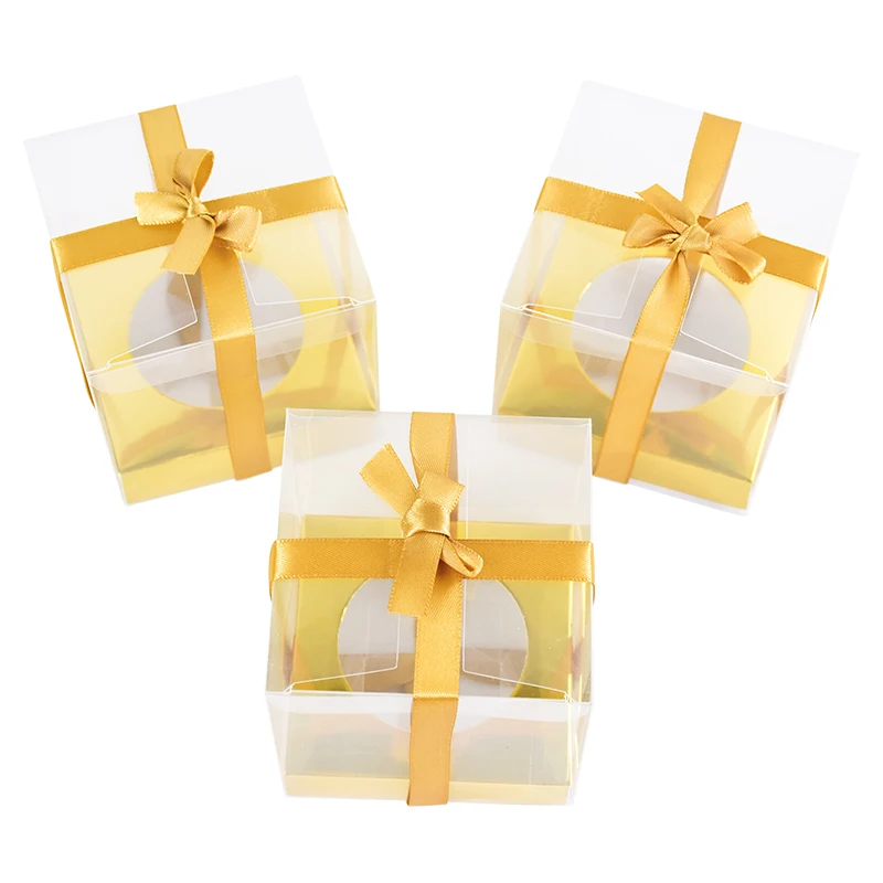 12pcs Transparent Cake Box Cupcak Dessert Pastry Baking Packaging Boxes Container Wedding Birthday Party Supplies Gifts Decor