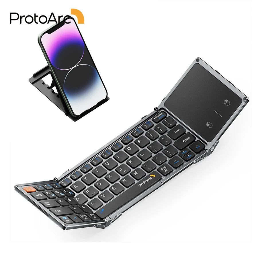 Protoarc Xk02 Teclado Bluetooth Dobrável com Touchpad sem Fio para Ipad Iphone Laptop Windows Ios Android pc