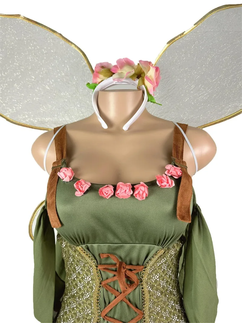 New Halloween Costume, Forest Green Elf Flower Fairy Princess Angel  Costume, DS Performance Costume, Adult Cosplay Party Costume - AliExpress  200000532