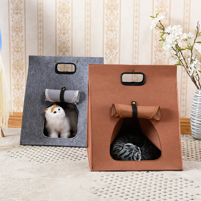 Washable Collapsible Felt Pet Nest, Creative Breathable, Outdoors, Removable, Multi-functional, Bed for Puppy and Cat