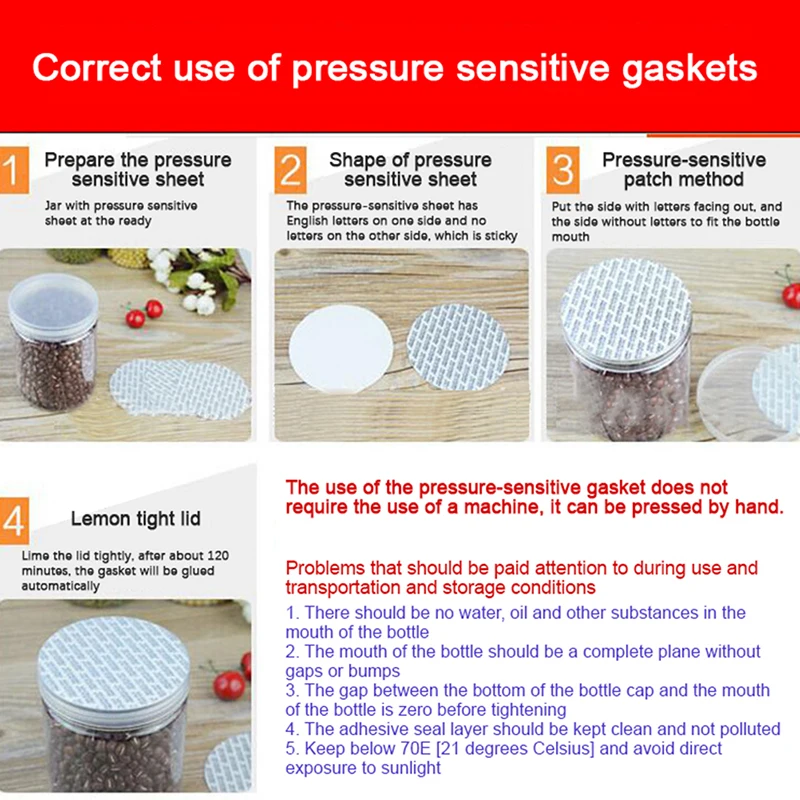 200Pcs Selbst-adhesive Schaum Druck Empfindliche Dichtung Kappe Futter Manipulationssicheren Dichtungen Liner Für Kosmetische Jar Flasche Topf 20mm-82mm – Detail 14