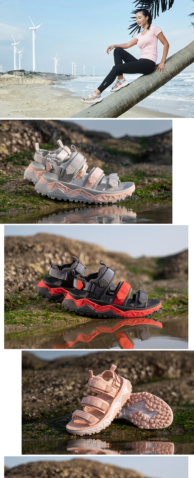RAX Herren Damen Outdoor-Sandalen Rutschfeste Bequeme Modische Strandschuhe Sommer Casual Klettverschluss Paar-Schuhe Wasserschuhe – Detail 6