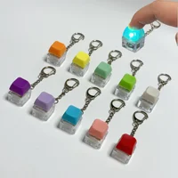 LED Keyboard Keychain Mechanical Button Fidget Key Switch Caps Finger Toys Relief Stress Small Gifts Car Key Ring For Adults 3