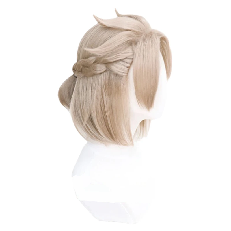 High Quality Game Genshin Impact Albedo Cosplay Wig Short Linen Braided Heat Resistant Synthetic Hair Anime Wigs + Wig Cap
