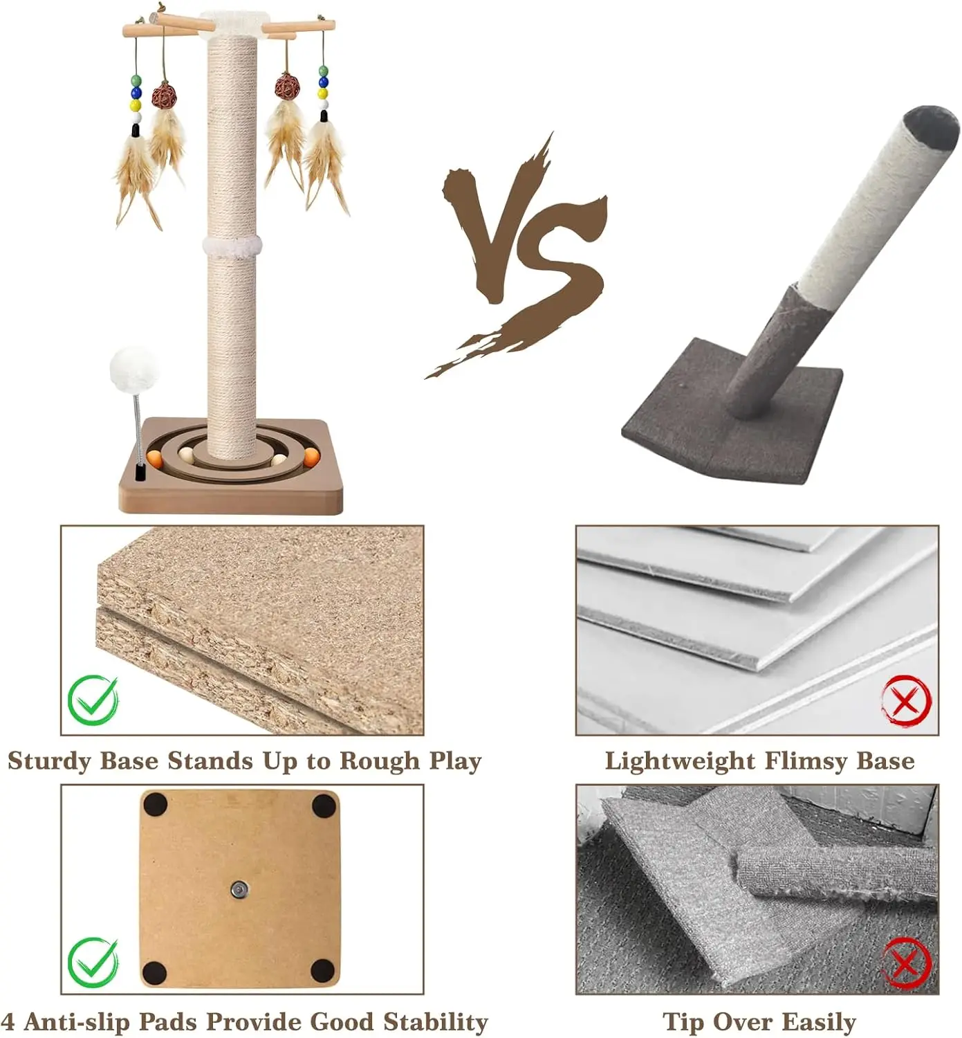 Cat scratching post with sisal and hanging toys - image 6