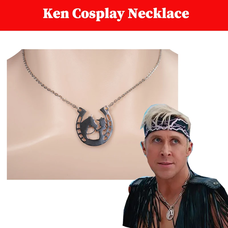 Ken Cosplay Necklace Pendant Movie Barbei Disguise Costume Props Men Halloween Carnival Party Roleplay Suits Accessories
