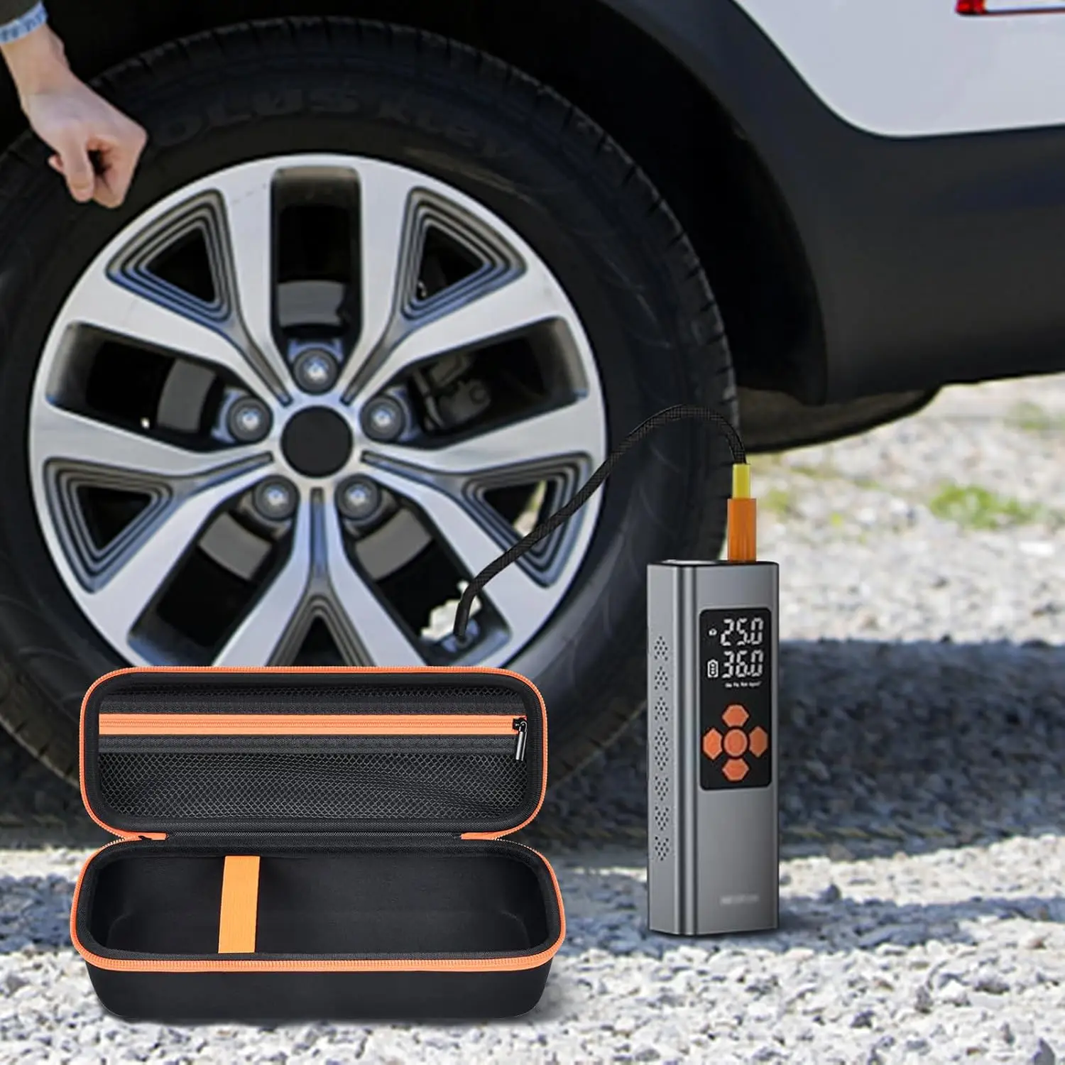 （CASE ONLY) Universal Tire Inflator Case, Portable Air Compressor Holder for CYCPLUS/for Hafuloky/for Woowind/for ILTIDE/for 6