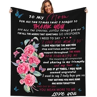Gift for Mom Personalized Soft Linen Blanket Flower Butterfly Blanket Mother's Day Birthday Family Holiday Gift 1