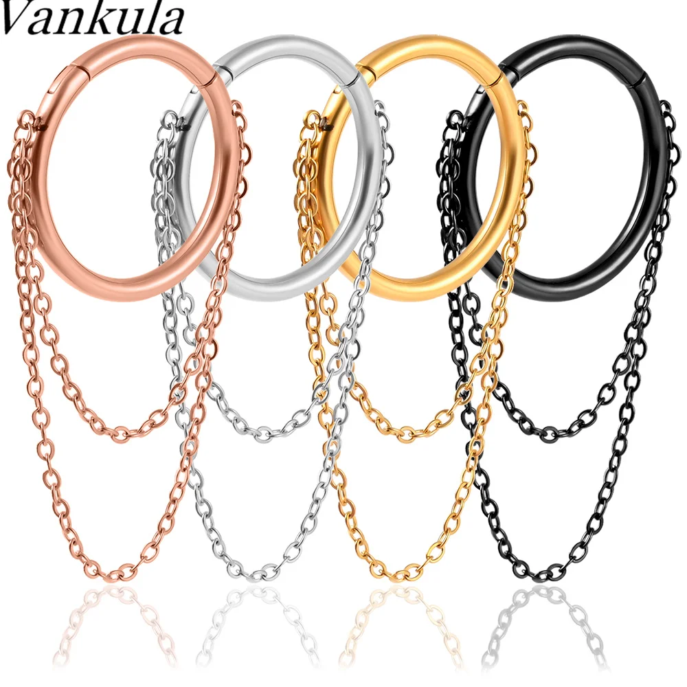 

Vankula 2pc New Trendy Stainless Steel Round Magnet Chain Ear Weight Body Piercing Jewelry Earring Gauges Stretchers Expanders