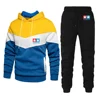 2024 Spring Autumn Men's TAMIYA Legendary 90 Car Toy Classic Printed Patchwork Striped Hoodies+Solid Color Casual Sweatpants Set 4