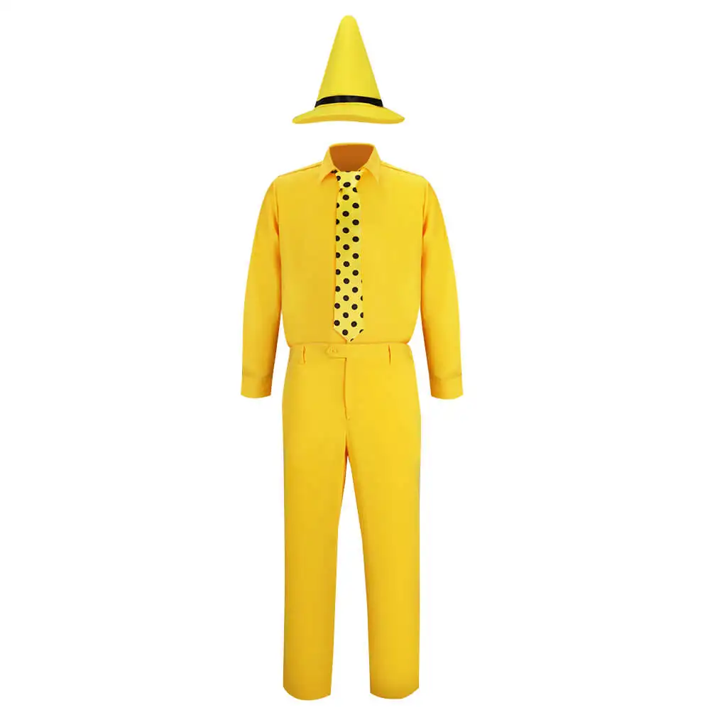 Film Curious George Costume Cosplay Abito da uomo Cappello giallo