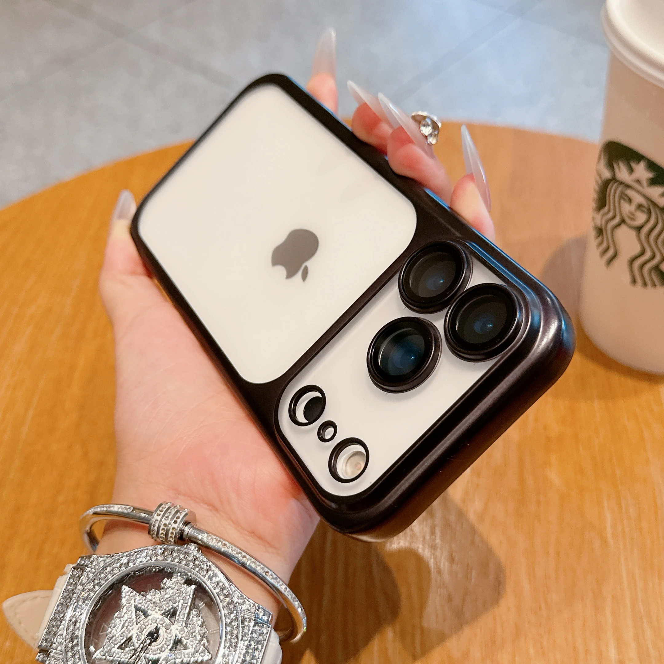 Transparent iPhone 17 Case - Hard Clear Cover with Plating Frame  Lens Film Protection