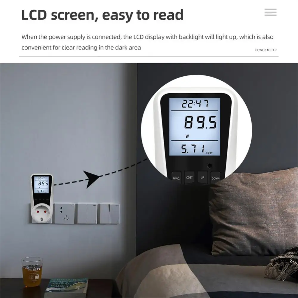 EU 220V AC  ° LCD  Һ  Kwh ܼƮ  м FR US BR Ʈ  