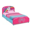 Upholstered Twin Bed JoJo Siwa 350lb Capacity Wood Frame Easy Assembly 3D Applique Detailing Twin Size Without Box Spring Needed 1