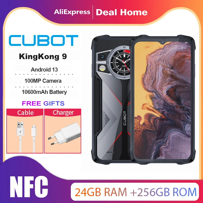Cubot KingKong 9 Rugged Phone 100MP Helio G99 120Hz 24GB RAM+256GB ROM  10600mAh