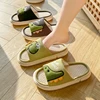 Casual Platform Slippers Women Home Cotton Hemp Cute Cartoon Dinosaur Designer Shoes Girls Flats Fashion Slipper Ladies Open Toe 1