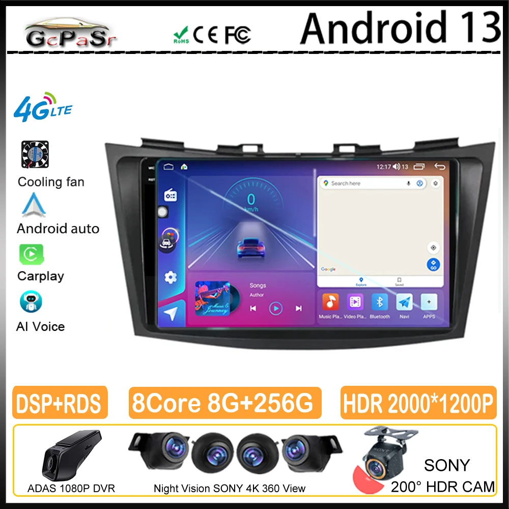 

Автомагнитола 2DIN для Suzuki Swift 4 2011 2012 2013 2014 2015 Android, мультимедийный видеоплеер для Carplay, GPS-навигация, стерео